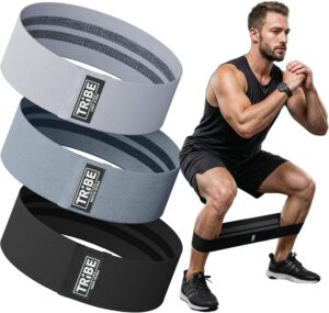 Fabric Resistance Bands for Working Out, 3-Pack for Legs and Glutes | Booty bands for women and men, non-slip grip, 3 resistance levels, for squats, lunges, hip thigh training, glute activation